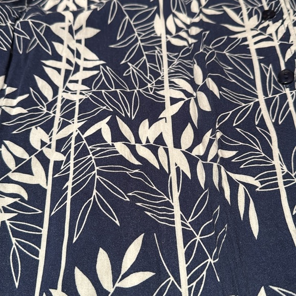 Navy and White Leaf Print Shirt - Picture 3 of 3